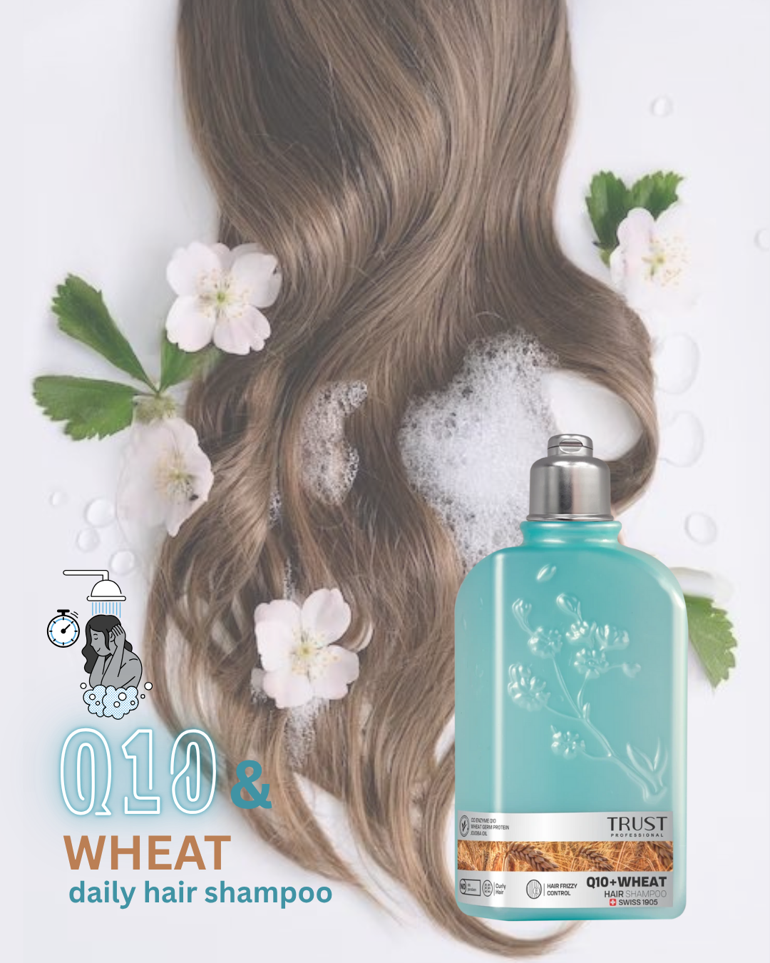 شامپو سر جوانه گندم و Q10 تراست (۲۵۰ میل)